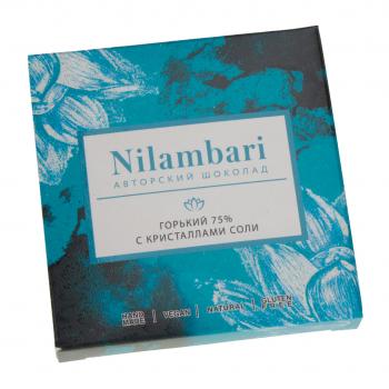 Шоколад горький 75% с кристаллами соли Nilambari 65 гр