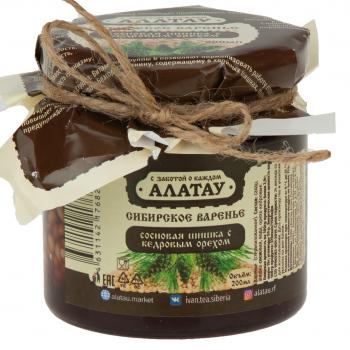 Варенье сибирское из сосновой шишки с кедровым орехом, стекло 260 г.; АЛАТАУ